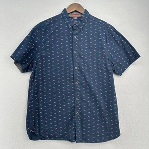 Camicia uomo Cactus Man Ricky Singh slim con bottoni blu volpe stampa animalier preparazione L - Foto 1 di 7