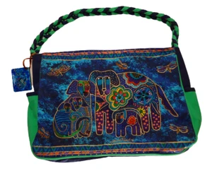 Laurel Burch Schultertasche Beuteltasche Handtasche Hund Welpe Canvas geflochtener Riemen NEU - Bild 1 von 5