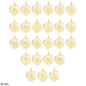 9ct Solid Gold Pendant Round Plain Initial Letter Pendant for Necklace - Inital - Picture 1 of 10