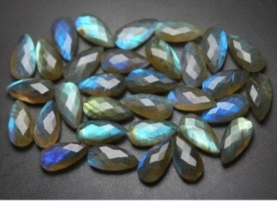 10 Pcs Labradorite Pear Faceted  9x14mm Loose Gemstone Lot | - Image 1 of 3