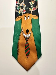 Corbata de cuello Hallmark para hombre corbata de Navidad saludos reno 3 5/8" x 57" - Imagen 1 de 9