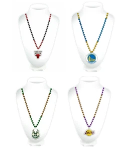 NBA 18" Sports Beads With Medallion Logo By Rico Industries Necklace - Picture 1 of 7