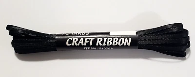 BLACK Double-Face Satin 1/8" Craft Ribbon - 10 yards - Image 1 of 2