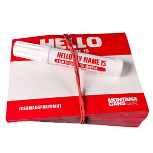 Montana Cans Hello My Name Is... paquete de pegatinas 100 piezas rojo incl. marcador bombardeo