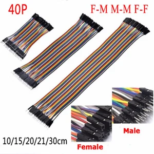 40Pcs Dupont Jumper Wire F-M M-M F-F Arduino Breadboard Cable Lead 10/15/20/30cm - Picture 1 of 17