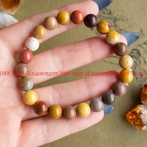 VALENTINO Bracciale Donna Multicolore Mookait 8MM Rotondo Fatto a Mano Equilibrio Guarigione Reiki 7 5"