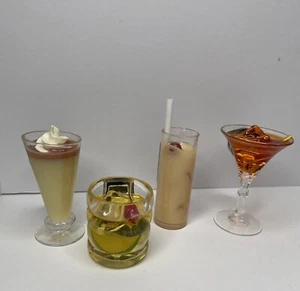 4 Vintage Mixed Drinks Fridge Refrigerator Magnets Cocktail Realistic Cherrys - Picture 1 of 11