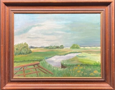 Ölbild Impressionniste Large Paysage D'Été Chez Bremen 41 X 51,5 CM #3 - Photo 1/4