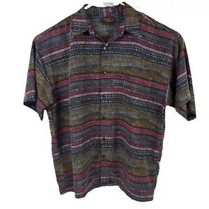 Monzini Collection Men's Size L Geometric Pink Purple Grey Shirt Made In USA - Picture 1 of 13
