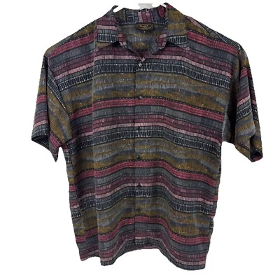 Monzini Collection Men's Size L Geometric Pink Purple Grey Shirt Made In USA - Image 1 of 4