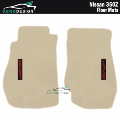 Fits 03-09 Nissan 350Z Beige Nylon Floor Mats Car Carpet Liner Front w/ SPORT - Image 1 of 4