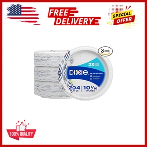 Disposable Paper Plates Recyclable Everyday Plates Dinner Size 10" Bulk 204 Pack - Picture 1 of 24