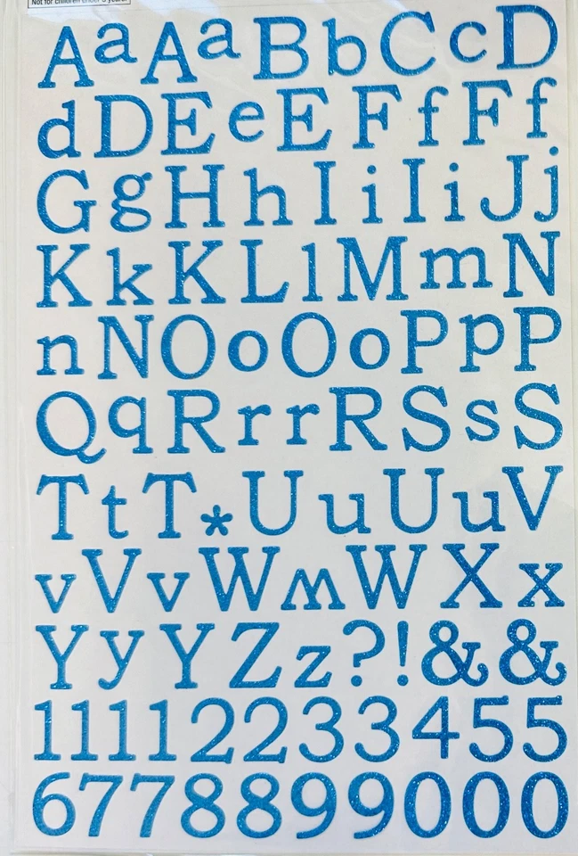 Blue Glitter  Alphabet Letter Stickers Planner Crafts Scrapbook Teacher Supply - Image 1 of 1