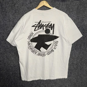 Vintage Stussy Shirt Mens XL White 90s Skate Surf USA Sean International Design - Picture 1 of 7