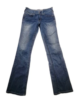 Pantalones de mezclilla Ariat Real para mujer 28R se adapta a 29x31 tiro medio pierna recta punto grueso Foto 1 de 4