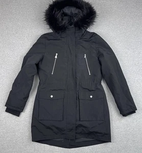 EXPRESS Small 3-in-1 Parka Kunstfell Schneeleopard abnehmbare Weste schwarz silber - Bild 1 von 17