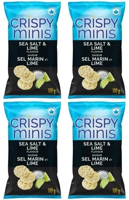 Chips de arroz integral Quaker Crispy Minis sabor sal marina y lima, 100 g (paquete de 4) Foto 1 de 4