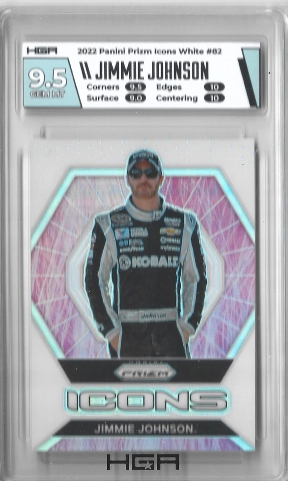 2022 Prizm NASCAR Jimmie Johnson ICONS White 5/5 HGA 9.5 GEM MT - Image 1 of 1