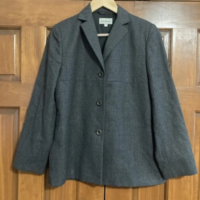 Blazer clásico de colección LLBean 100 % lana gris para mujer talla 6 Foto 1 de 4