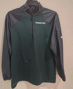 New Men's Nike Michigan State Spartans 1/4 zip dri-fit pullover Green Size L - Picture 1 of 10