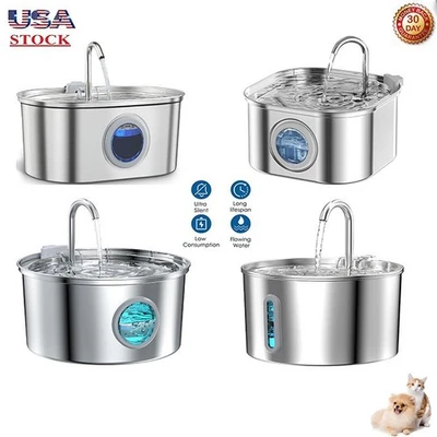 Stainless Steel Cat Water Fountain 3.2L Pet Drinking Fountain Dispenser for Cats - Image 1 of 4