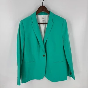 J. Blazer Crew Factory taglia 16 misto lino verde acqua giacca un bottone lavoro ufficio - Foto 1 di 8