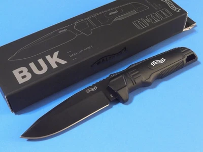 WALTHER 50720 BACK UP KNIFE Black 440C stainless fixed blade 8 1/4" overall NEW! - Image 1 of 4