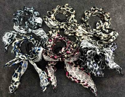 6 Pcs Bowknot Leopard Tie Hair Scrunchies Cheetah Scarf Hair Ties Ponytail - Image 1 of 4
