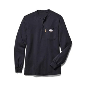 NEW NWT Rasco FR Flame Resistant Mens Henley Long Sleeve 3XL XXXL Black FR0101BK - Picture 1 of 1