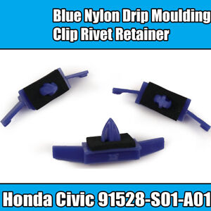 10x Clips For Honda Civic Accord Drip Moulding Trim Fastener Blue Plastic