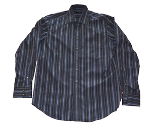BALMAIN PARIS Vintage Shirt Grey Stripe Cotton Mens M 39/40 Chest 15.5" Collar - Picture 1 of 10