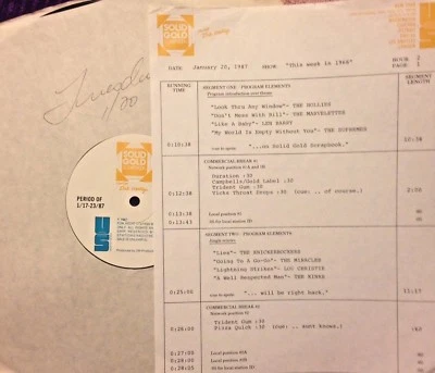 1/20/87 SOLID GOLD SCRAPBOOK PLAYS 18 SUPER HITS FROM THIS WEEK IN 1966 - Image 1 of 2