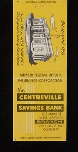 1950s The Centerville Savings Bank Home Office Coventry West Warwick RI Kent Co - Picture 1 of 2