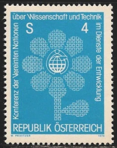 Austria #1128 (A528) en estado bastante bueno MNH - 1979 4s Conferencia de las Naciones Unidas para la Ciencia y la Tecnología - Imagen 1 de 1