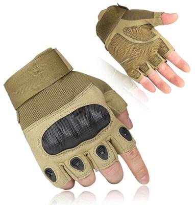 Carbon Fiber Motorcycle Motorbike Fingerless Gloves Safety Hard Knuckle Motocros - Image 1 of 4