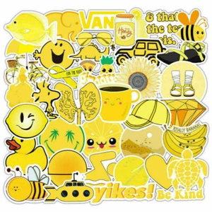 50Pcs Yellow VSCO Girl Stickers Bomb Pack Skateboard Laptop Luggage Decals Lot - Picture 1 of 12