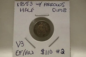 1853 H10C W/ Arrows EF/AU Liberty Seated Half Dime #2 - Picture 1 of 3