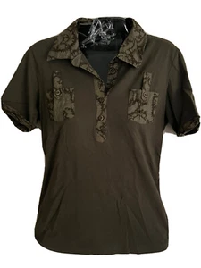 BOGNER Women's Olive Green / Camouflage Short Sleeve Polo Shirt Sz. 6 - Picture 1 of 7