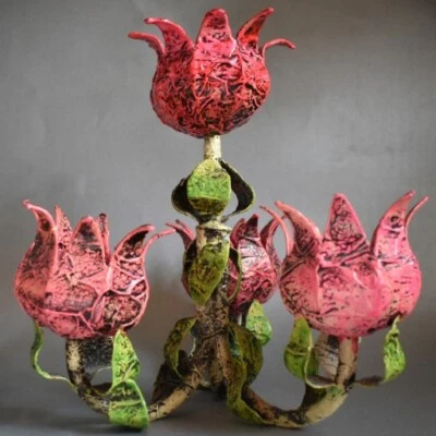 Exquisite Papier-Mache Whimsigoth Centerpiece Candelabra 4 Candle Sculpture - Image 1 of 4