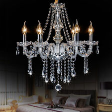 6-Light Crystal Chandelier Modern Pendant Lamp Ceiling Light Living Room Fixture