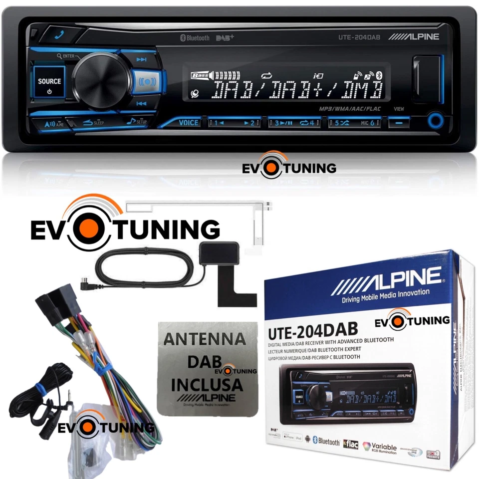 ALPINE UTE-204DAB Autoradio Stereo Bluetooth Usb+Microfono Esterno + Antenna DAB - Immagine 1 di 4