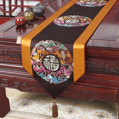 Chinese Retro Table Runner Jacquard Floral Wedding Party Tablecloth Home New - Image 1 of 4