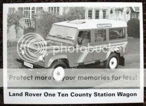 LAND ROVER ONE TEN COUNTY Station Wagon Black & White Press Photograph 1987-88 - Picture 1 of 1