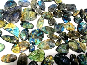 AAA Natural Multi Labradorite Carving Wholesale Lot Untreated Cabochon Gemstones - Picture 1 of 5