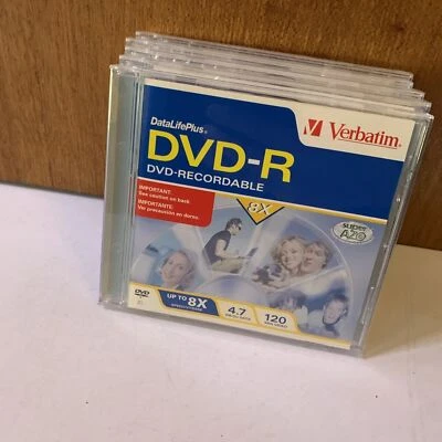 5x Verbatim DVD-R Blank Discs 4.7GB 120 Minutes 8X Recordable Disc Jewel Case - Image 1 of 4