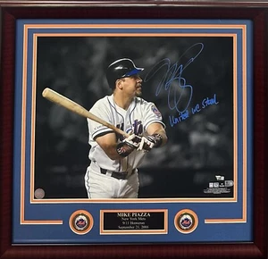 Mike Piazza Mets Signed 16x20 Framed Photo 9/11 HR United We Stand Auto Fanatics - Picture 1 of 9