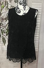 Dunnes Black Lace Front Sleeveless Blouse Size 12 NWOT