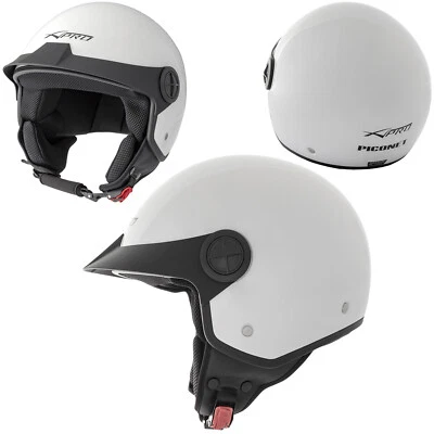 Peak Open Face Helmet Lid Motorbike Jet Scooter Quad A-Pro White XL - Immagine 1 di 4