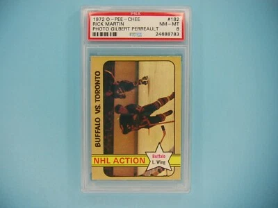 1972/73 O-PEE-CHEE NHL HOCKEY CARD #182 RICK RICHARD MARTIN IA PSA 8 NM/MINT OPC - Image 1 of 2