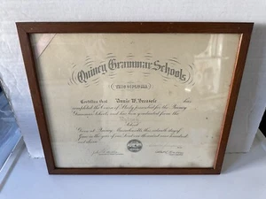 Antique Quincy Massachusetts Grammar School Diploma June 1911 Original Oak Frame - Picture 1 of 9